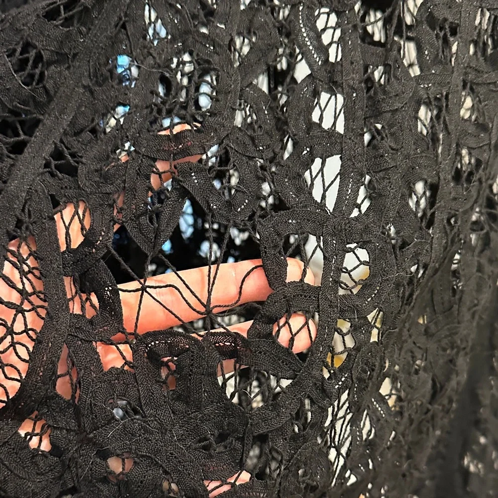 Betsey Johnson Black Lace Decorative Top Layer Coat - Picture 8 of 9